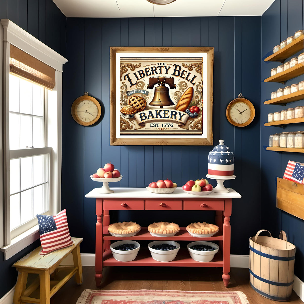Liberty Bell Bakery Vintage Sign: Americana Kitchen Decor (Digital Download)