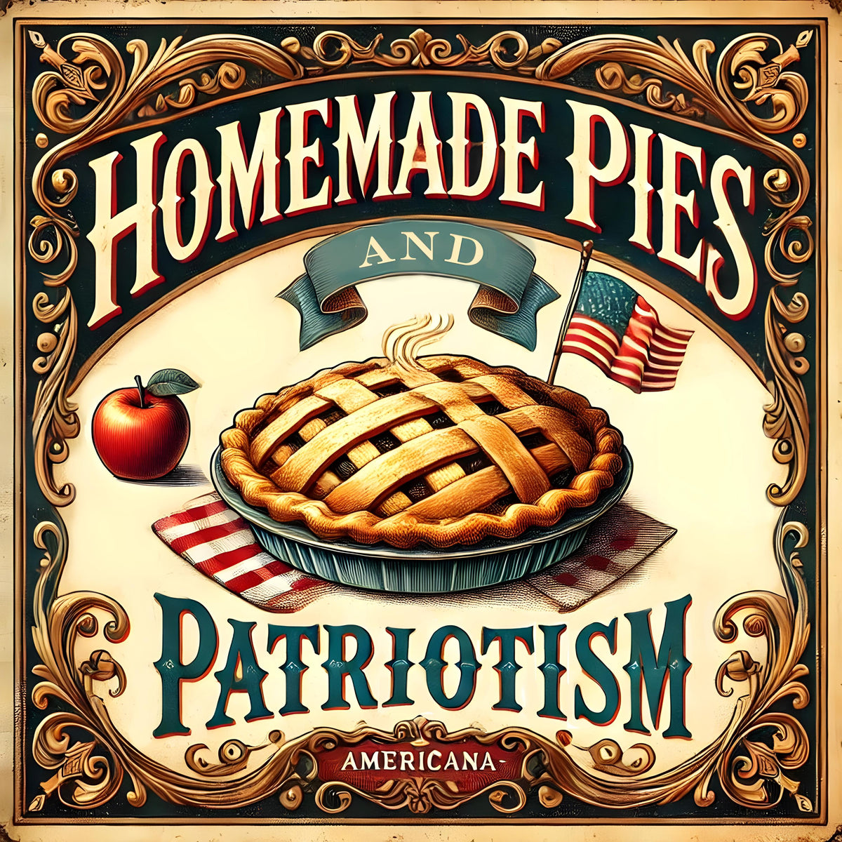 Vintage Apple Pie Sign: Americana Kitchen Decor (Digital Download)