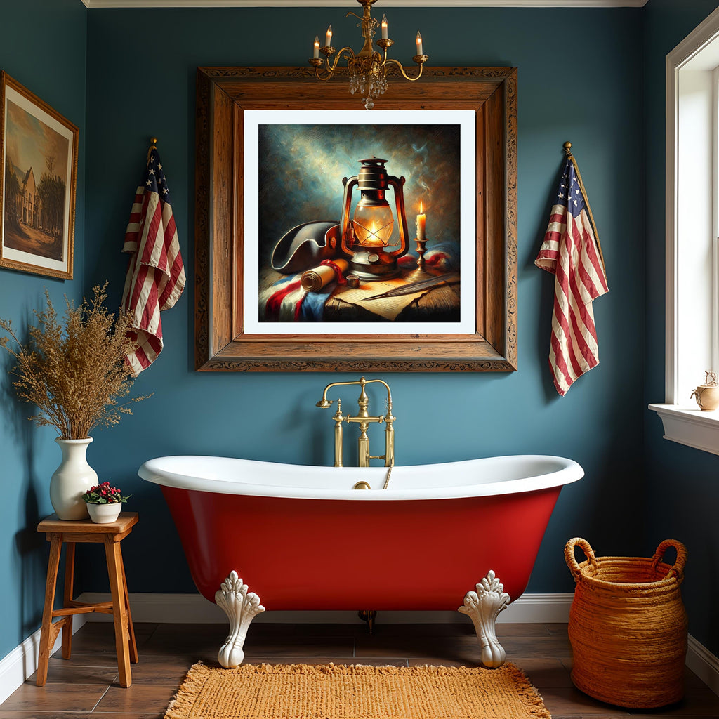 Paul Revere Lantern Still Life: Colonial Americana Art Print (Digital Download)