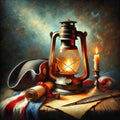 Paul Revere Lantern Still Life: Colonial Americana Art Print (Digital Download)