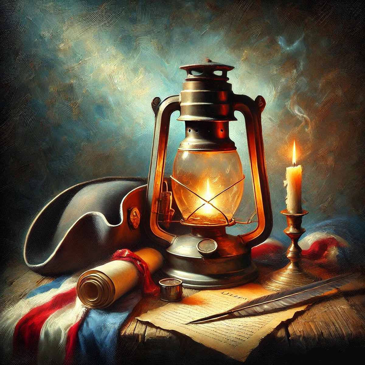 Paul Revere Lantern Still Life: Colonial Americana Art Print (Digital Download)