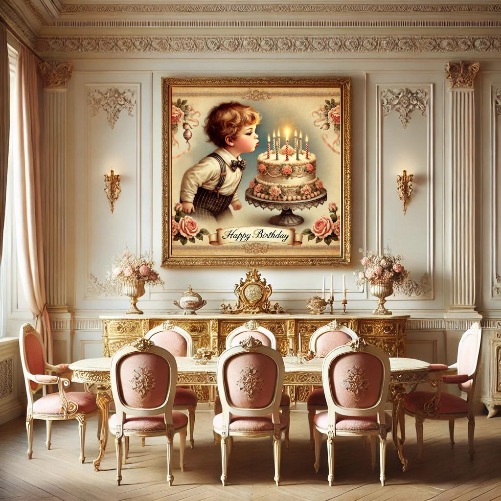 Victorian Birthday Boy Print: Antique Cake Art, Party Decor (Digital Download)
