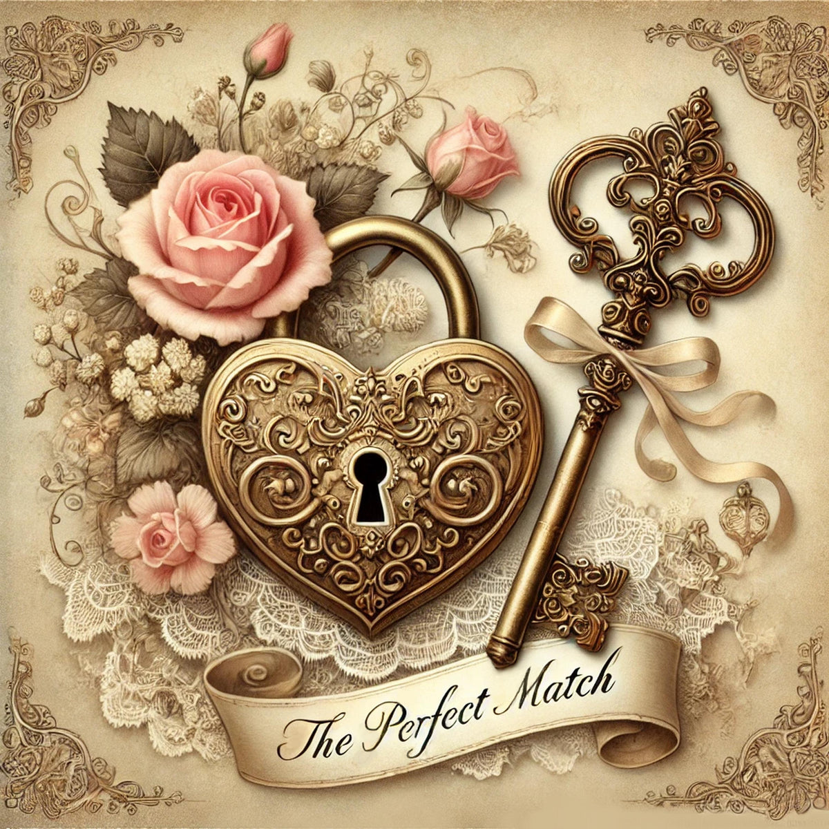 Vintage Heart Lock and Key Print: Romantic Anniversary Decor (Digital Download)