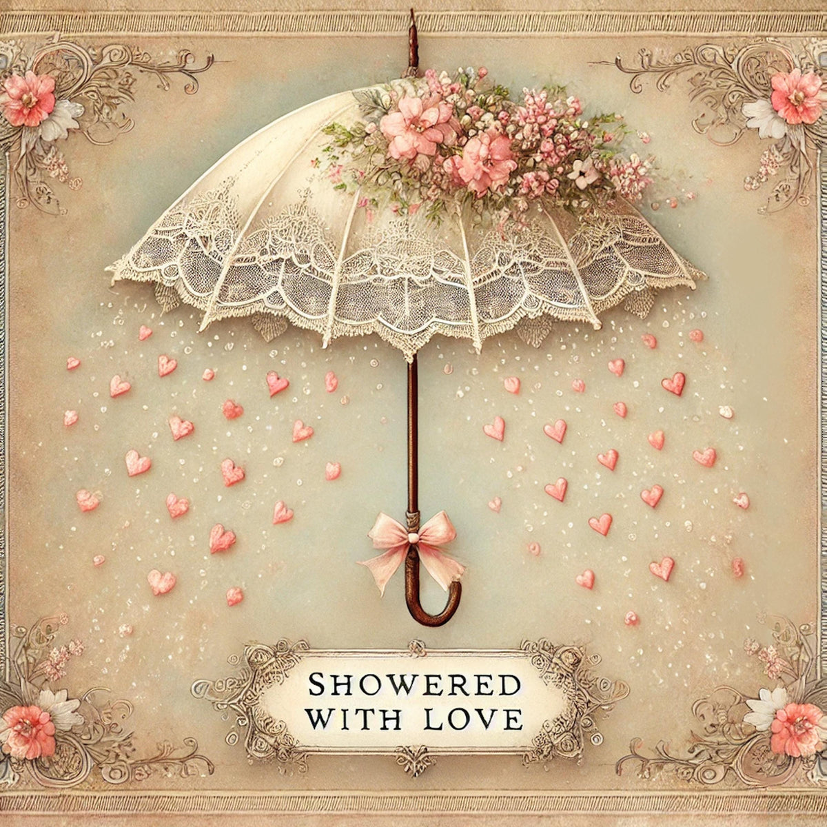Vintage Lace Umbrella Shower Art: Romantic Printable Decor (Digital Download)