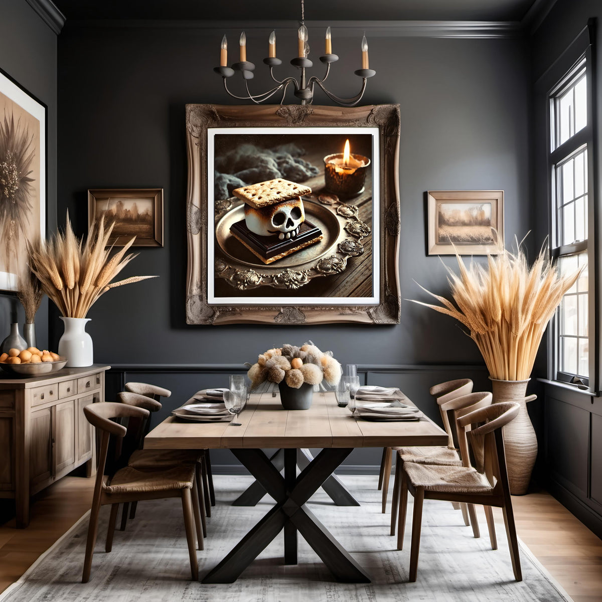 Spooky Skull S'more Print: Vintage Halloween Marshmallow Art (Digital Download)