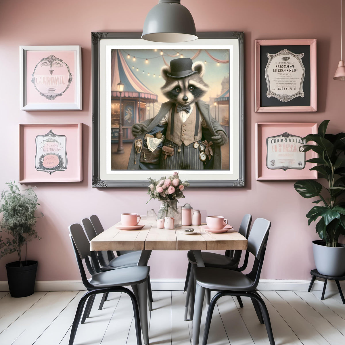 Raccoon Pickpocket Art Print: Vintage Carnival Animal (Digital Download)