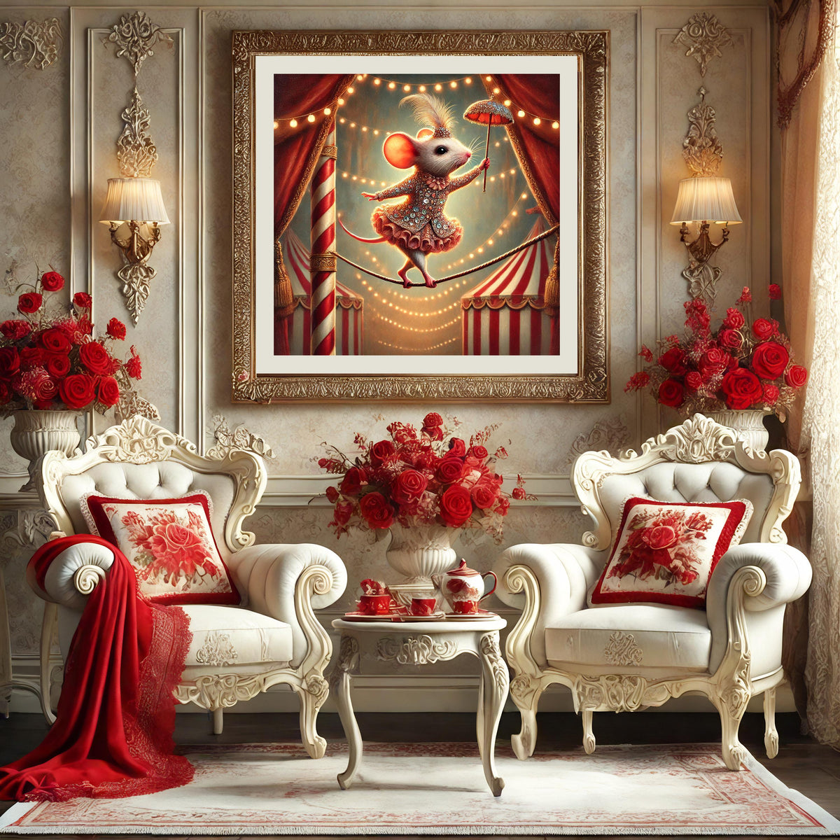 Whimsical Circus Mouse Art Print: Vintage Carnival Animal (Digital Download)