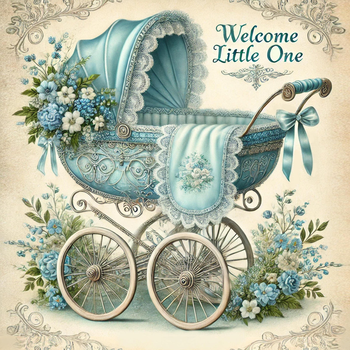 Vintage Baby Pram Print: Nursery Wall Art, Baby Shower Decor (Digital Download)
