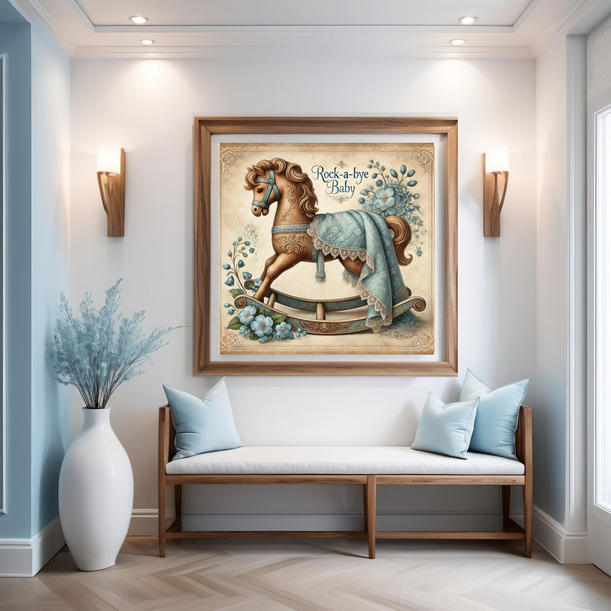 Vintage Rocking Horse Nursery Print: Antique Baby Room Decor (Digital Download) 2