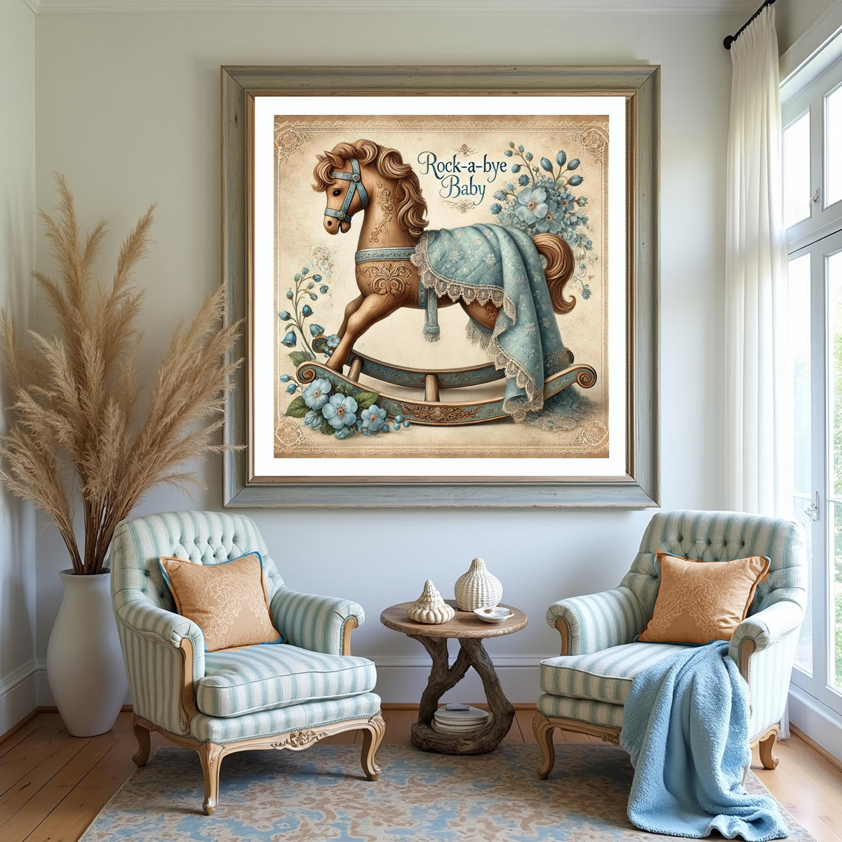 Vintage Rocking Horse Nursery Print: Antique Baby Room Decor (Digital Download) 2
