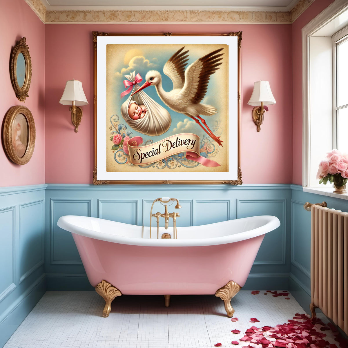 Vintage Stork Baby Print: Victorian Nursery Wall Art (Digital Download) 2