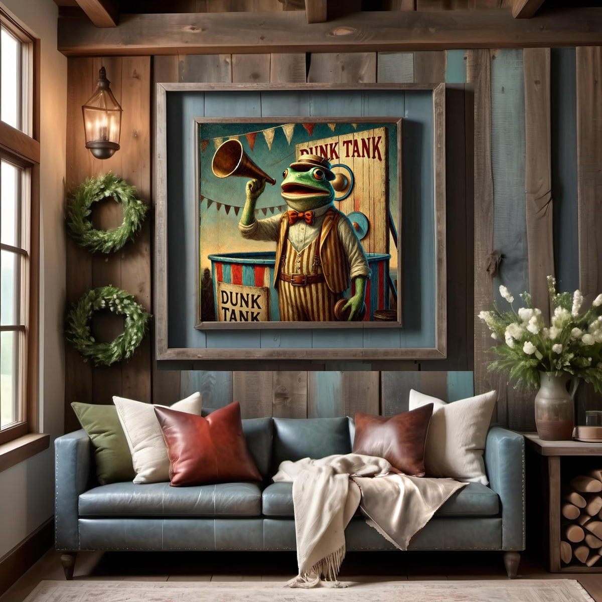 Vintage Frog Carnival Barker Print: Whimsical Dunk Tank Fairground Decor (Digital Download)