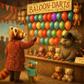 Red Panda Carnival Game Vintage Print: Whimsical Animal Fair Art (Digital Download)