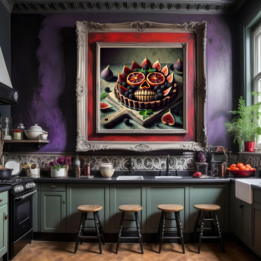 Gothic Skull Tart Print: Spooky Halloween Kitchen Decor (Digital Download)