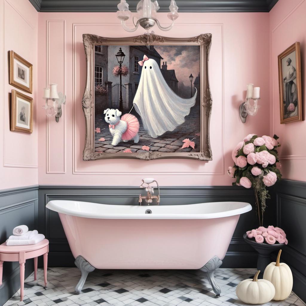Coral Walking her Dog Art: Spooky Halloween Print (Digital Download)