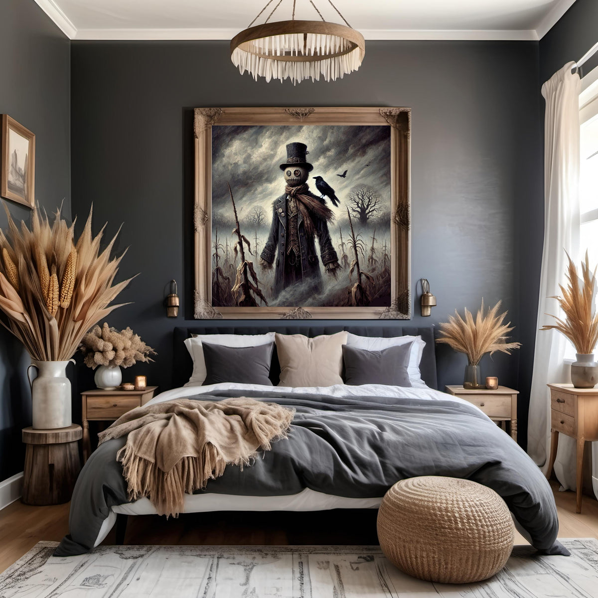 Victorian Gothic Scarecrow Digital Art: Rustic Autumn Decor (Digital Download)