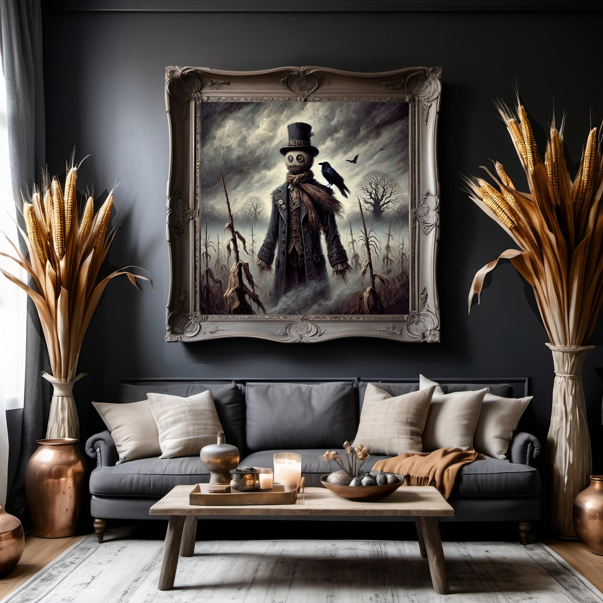 Victorian Gothic Scarecrow Digital Art: Rustic Autumn Decor (Digital Download)