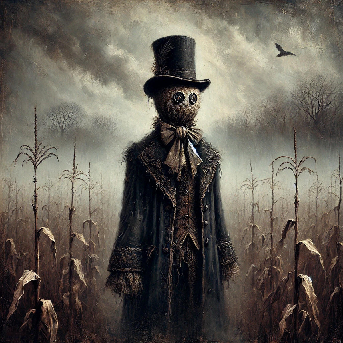 Gothic Scarecrow Print: Victorian Halloween Decor, Dark Autumn Artwork (Digital Download)