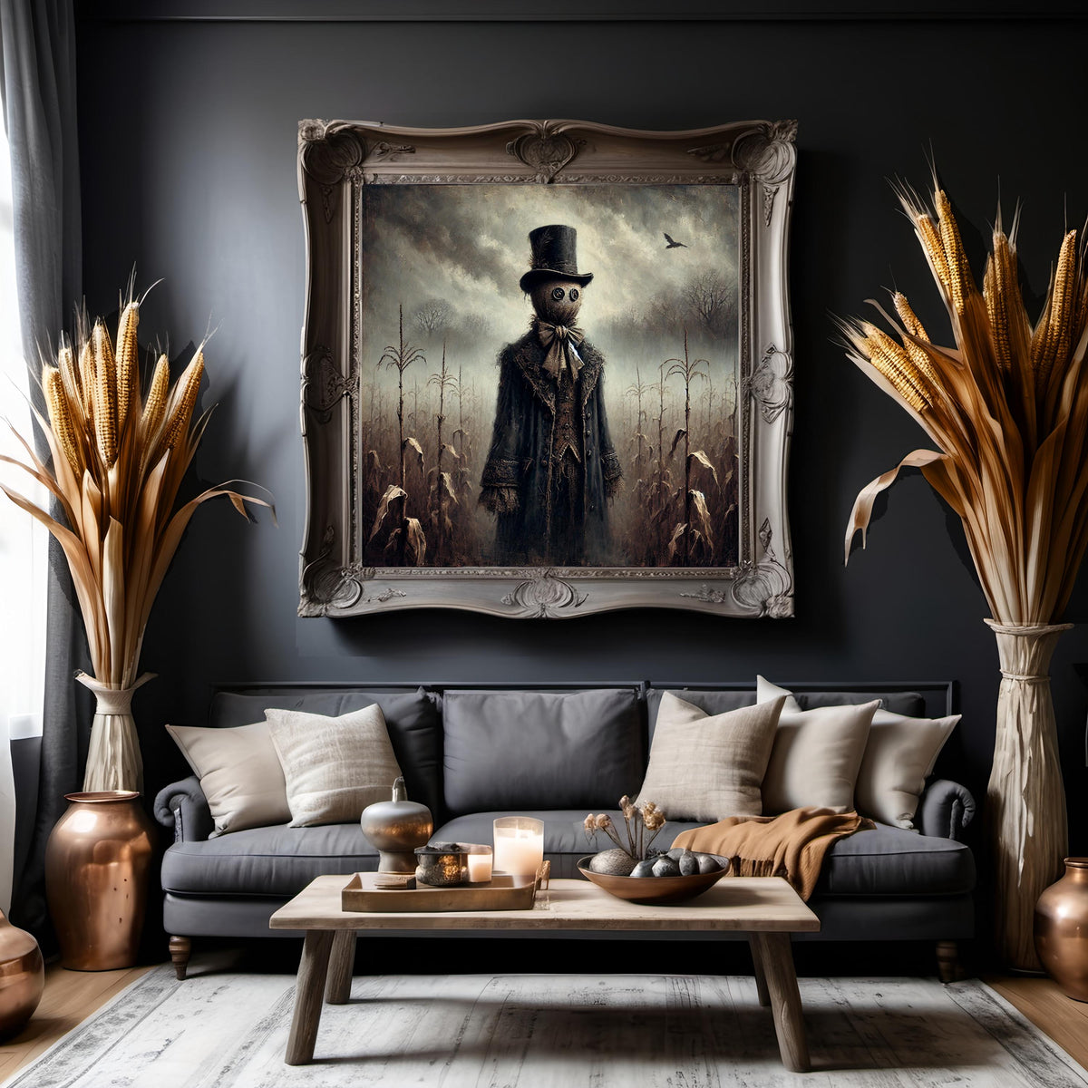 Gothic Scarecrow Print: Victorian Halloween Decor, Dark Autumn Artwork (Digital Download)