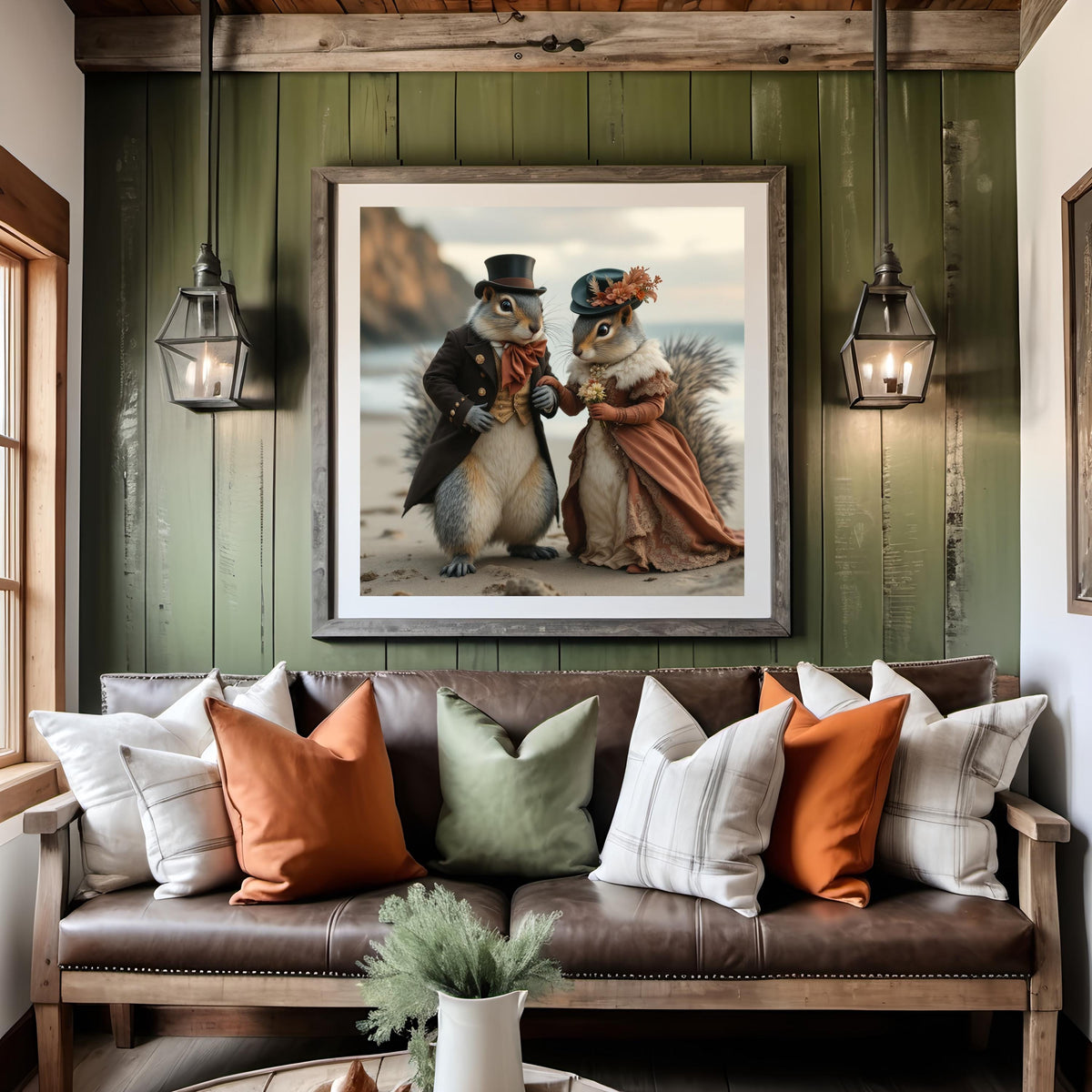 Victorian Squirrel Couple Art Print: Whimsical Anthropomorphic Decor (Digital Download)