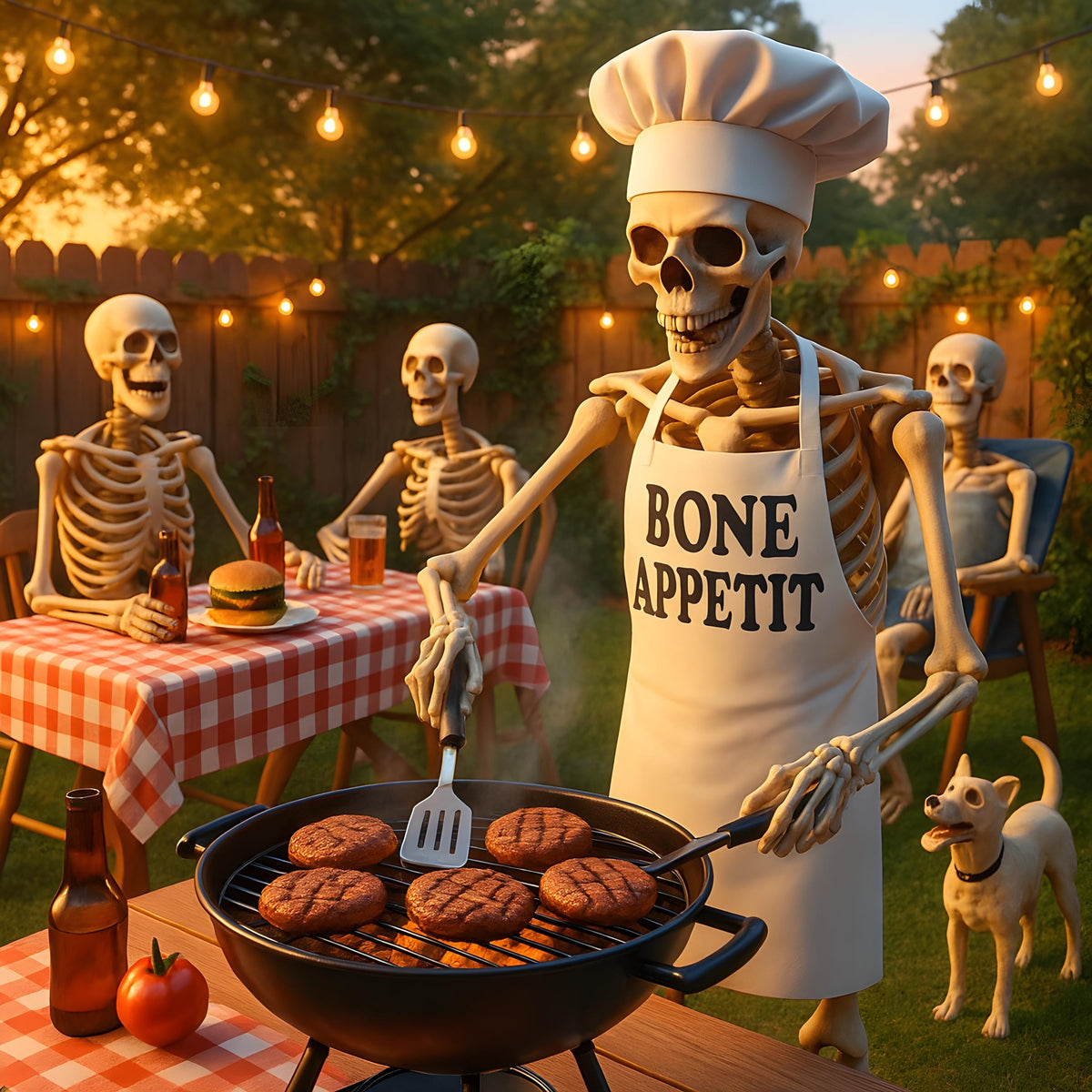 Funny Skeleton BBQ Print: Spooky Halloween Backyard Decor (Digital Download)