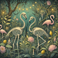 Skeleton Flamingo Garden Art Print: Gothic Summerween Halloween Decor (Digital Download PNG)