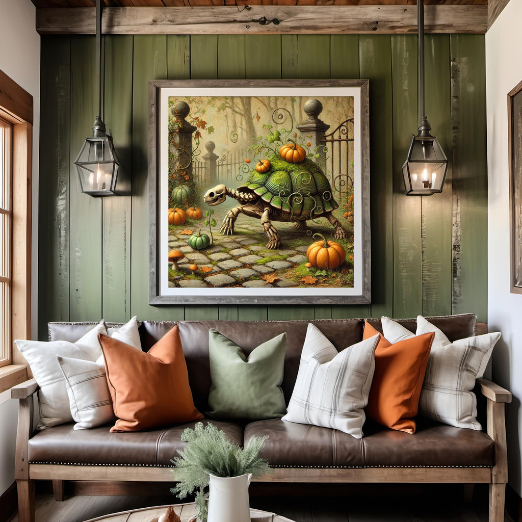 Skeleton Tortoise Art Print: Gothic Halloween Animal Decor (Digital Download)