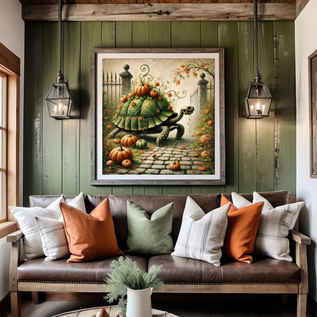 Skeleton Turtle Fall Art Print: Whimsical Halloween Animal Decor (Digital Download)
