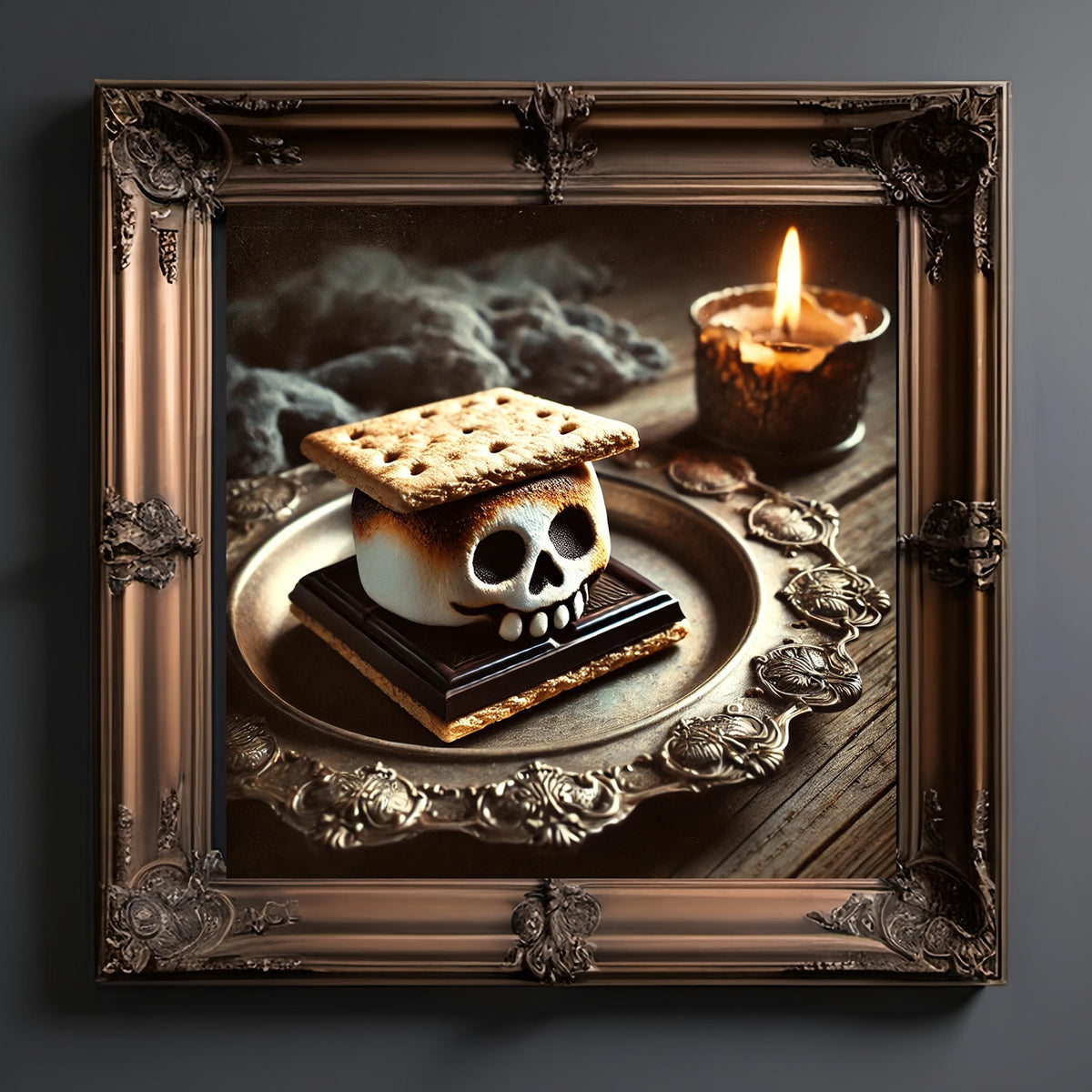 Spooky Skull S'more Print: Vintage Halloween Marshmallow Art (Digital Download)