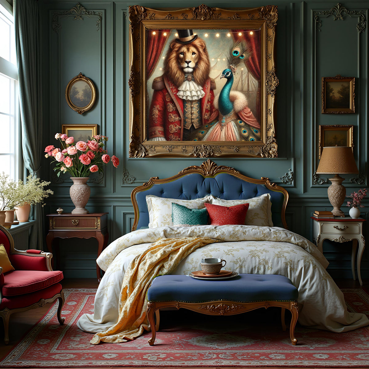 Lion and Peacock Victorian Print: Anthropomorphic Animal Art (Digital Download)