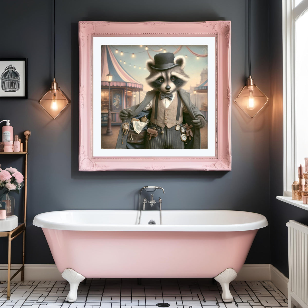 Raccoon Pickpocket Art Print: Vintage Carnival Animal (Digital Download)
