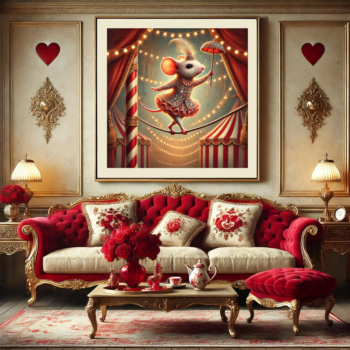 Whimsical Circus Mouse Art Print: Vintage Carnival Animal (Digital Download)