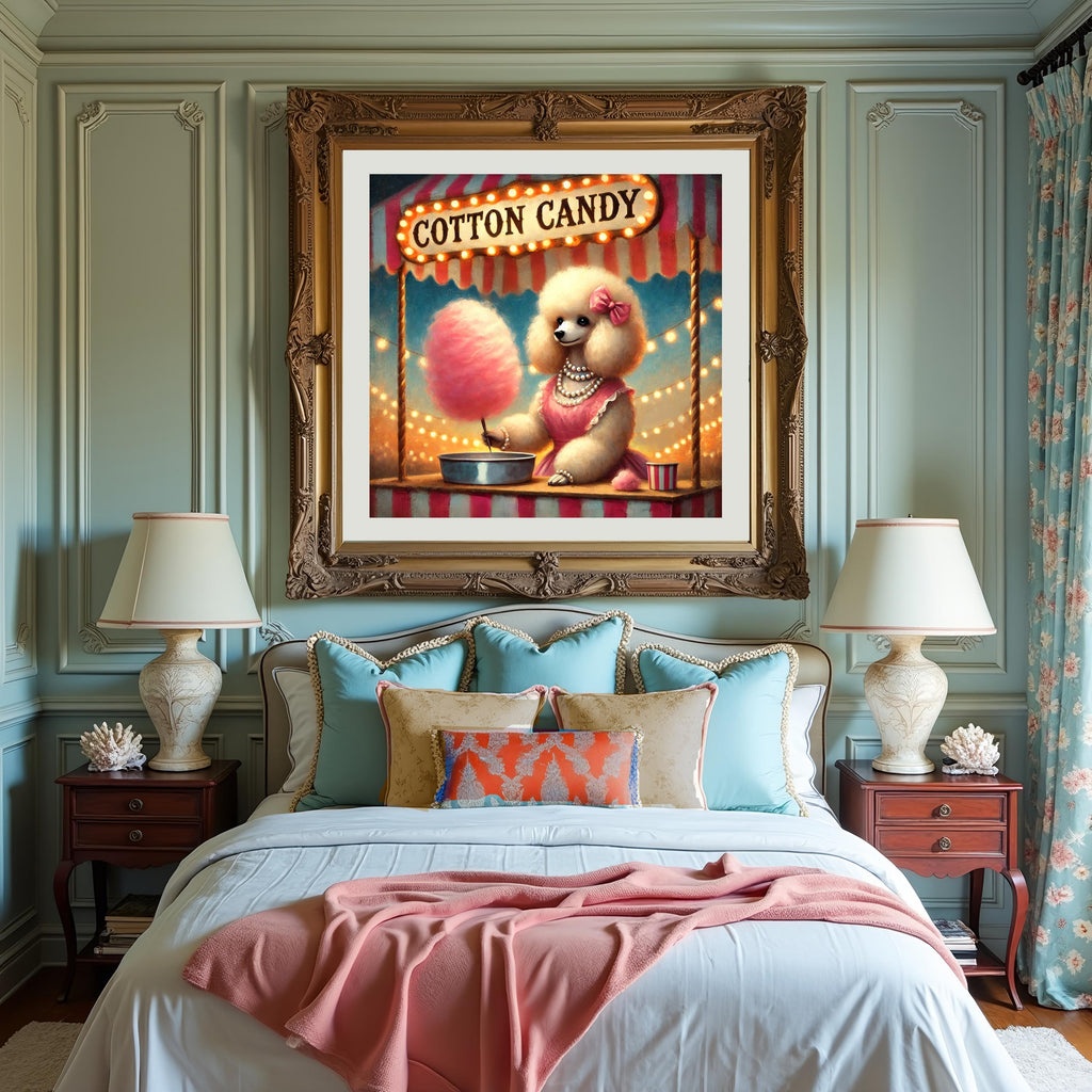 Vintage Carnival Poodle Art Print: Anthropomorphic Cotton Candy Vendor (Digital Download)