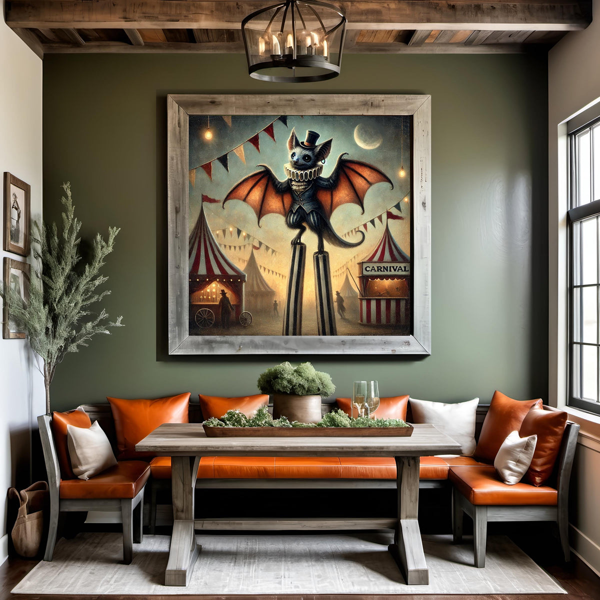 Vintage Carnival Bat Print: Whimsical Halloween Decor (Digital Download)
