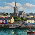 Impressionist Coastal Village Print: Colorful Harbor Scene (Digital Download