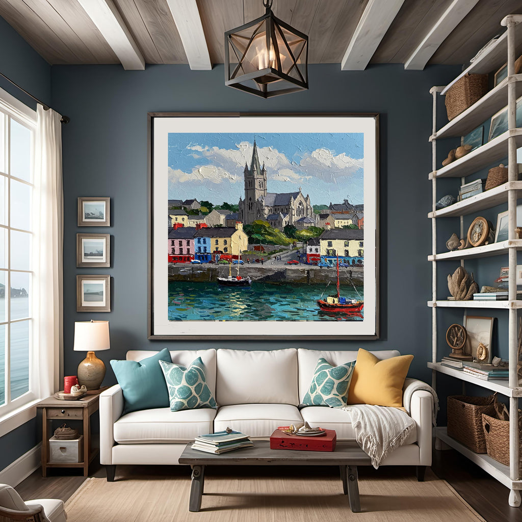 Impressionist Coastal Village Print: Colorful Harbor Scene (Digital Download