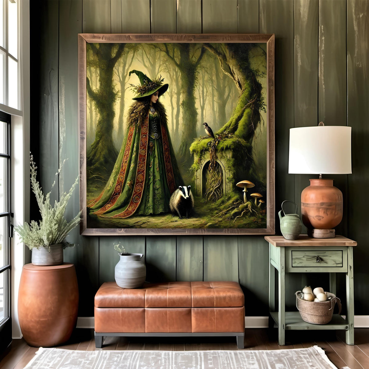 Woodland Witch Gothic Art Print: Mystical Earth Element Fantasy (Digital Download)