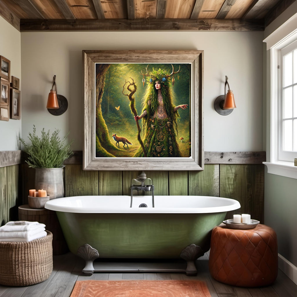 Mystical Forest Witch Pagan Nature Spirit Digital Download Woodland Enchantress Gothic Fantasy Wall Art