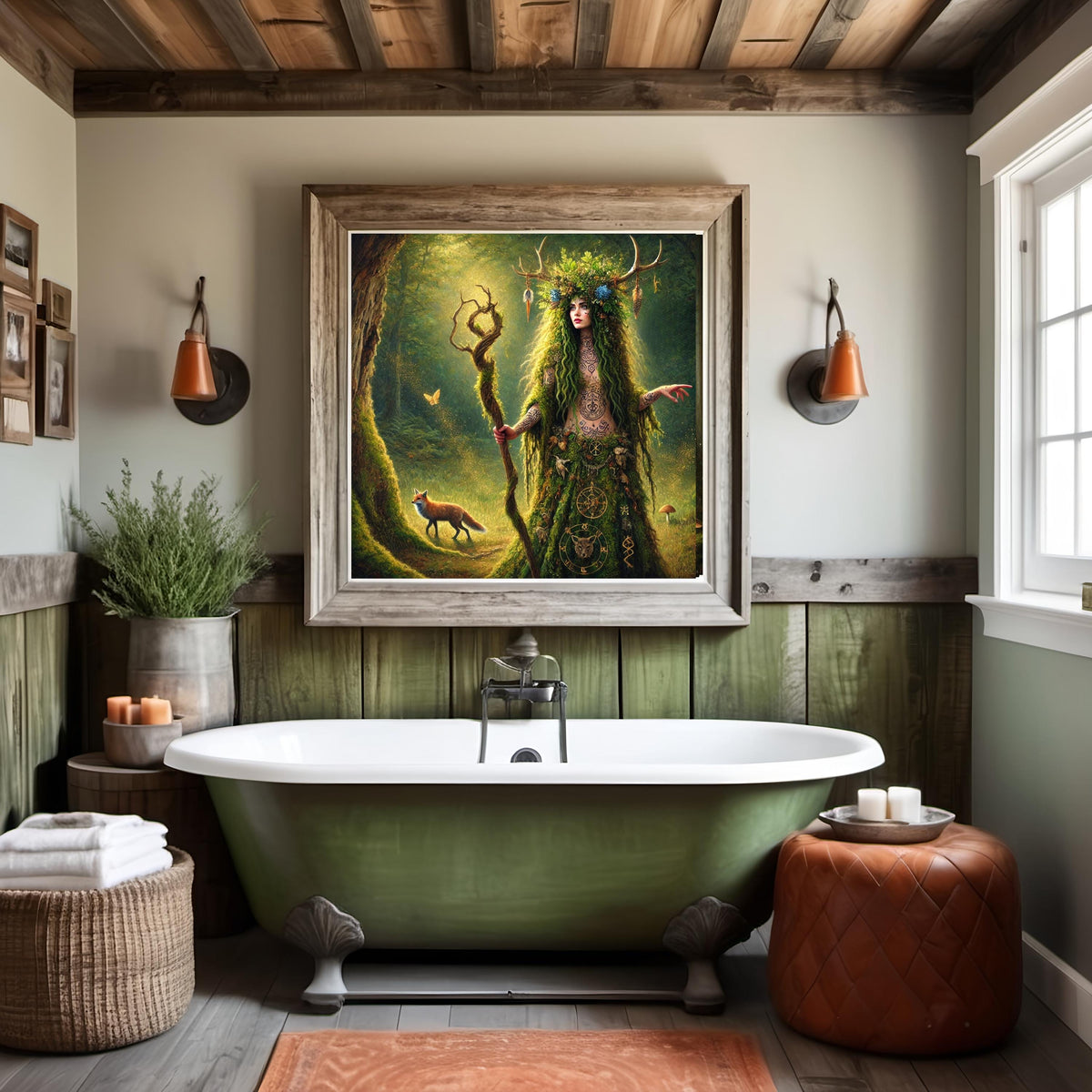Mystical Forest Witch Pagan Nature Spirit Digital Download Woodland Enchantress Gothic Fantasy Wall Art
