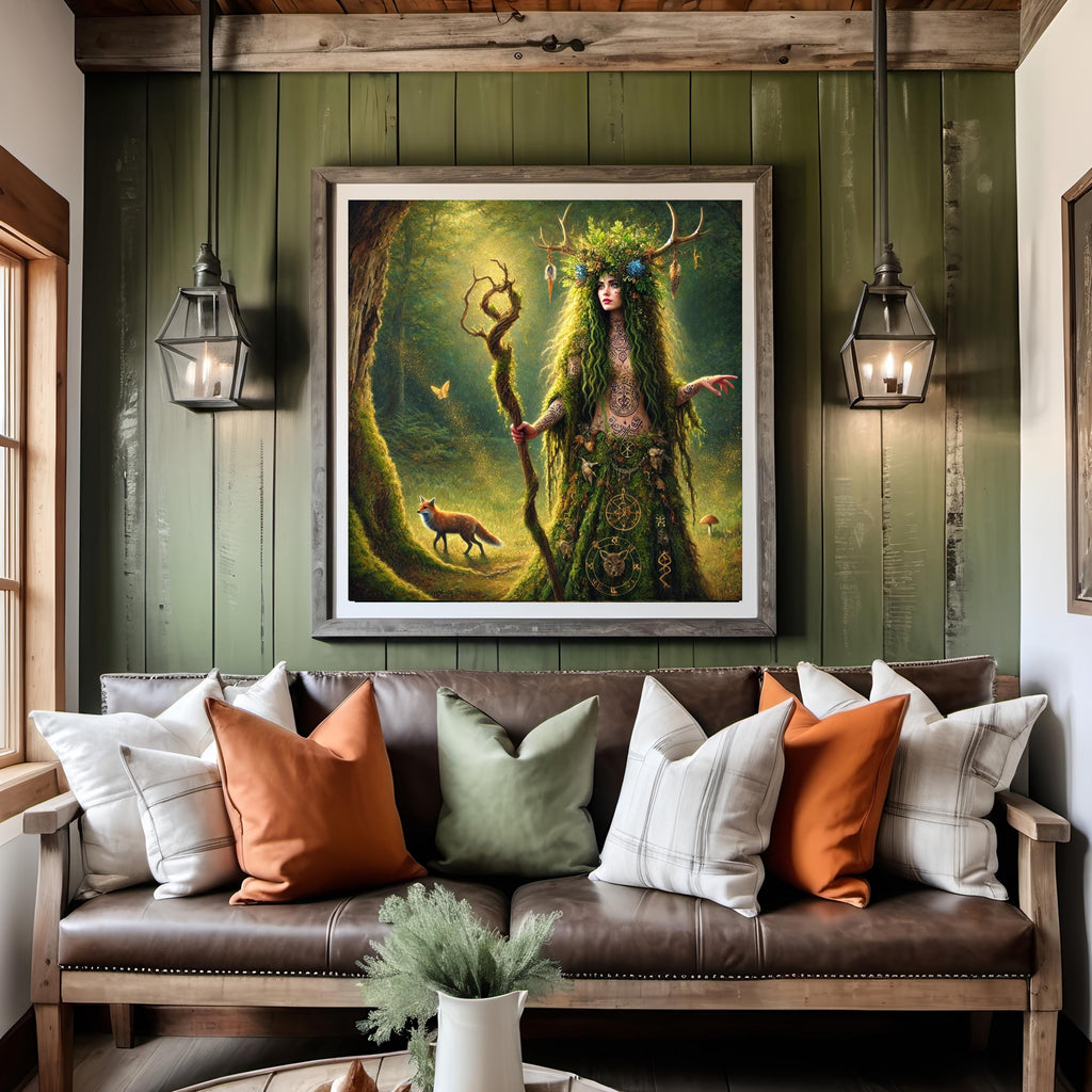 Mystical Forest Witch Pagan Nature Spirit Digital Download Woodland Enchantress Gothic Fantasy Wall Art
