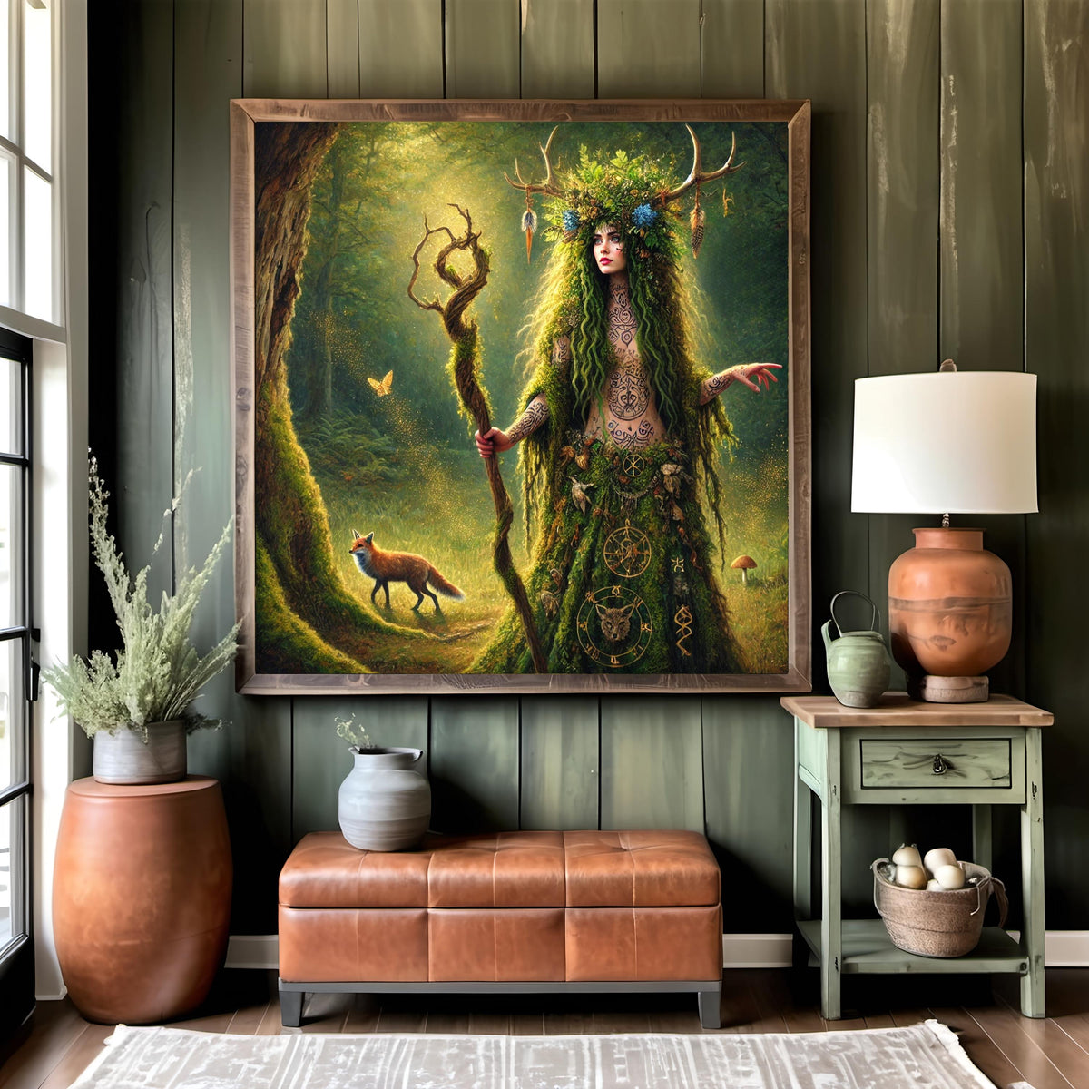 Mystical Forest Witch Pagan Nature Spirit Digital Download Woodland Enchantress Gothic Fantasy Wall Art