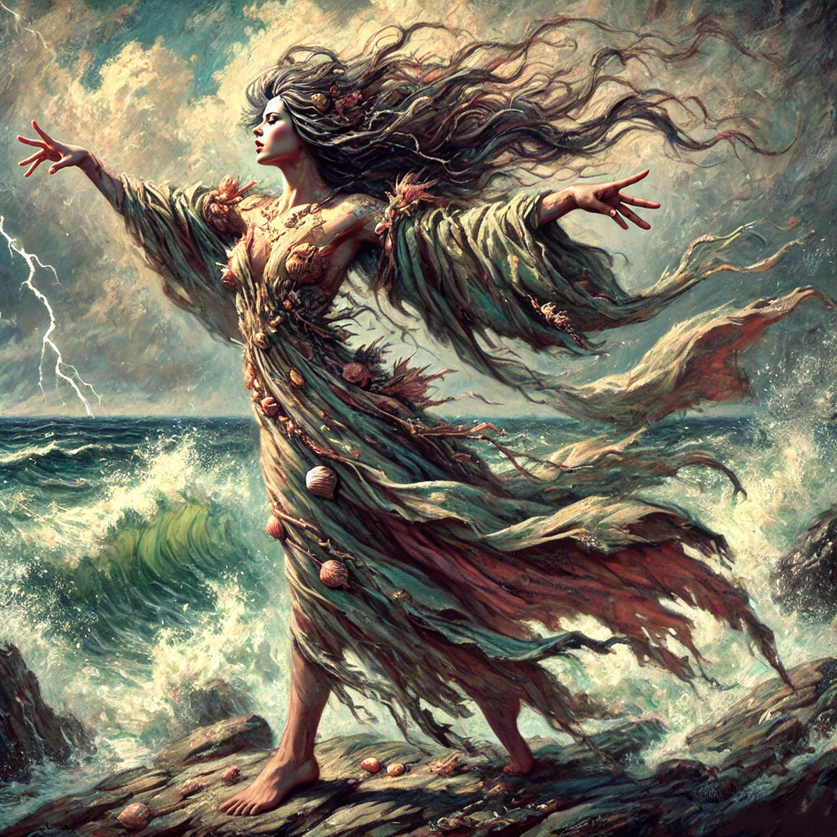 Sea Witch Art Print: Storm Sorceress Fantasy Decor (Digital Download)