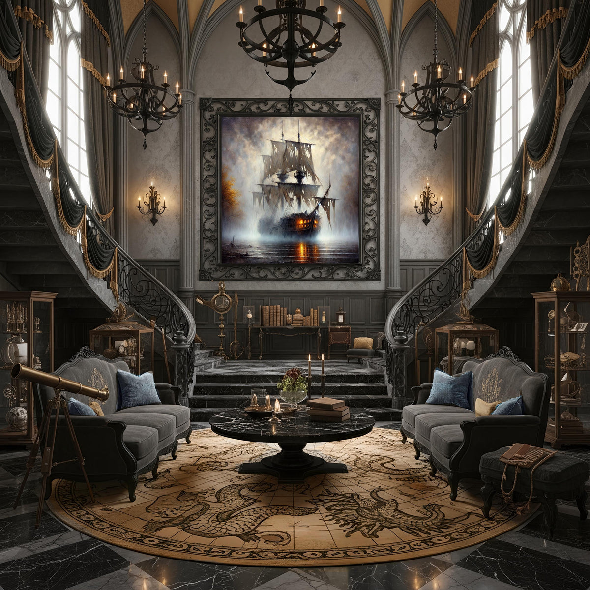 Ghost Pirate Ship Digital Painting: Spooky Halloween Wall Art (Digital Download)