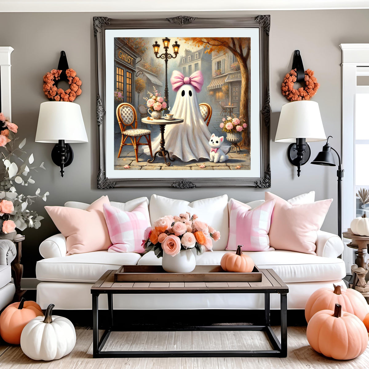 Coral the Ghost Cafe Print: Vintage Halloween Decor (Digital Download)
