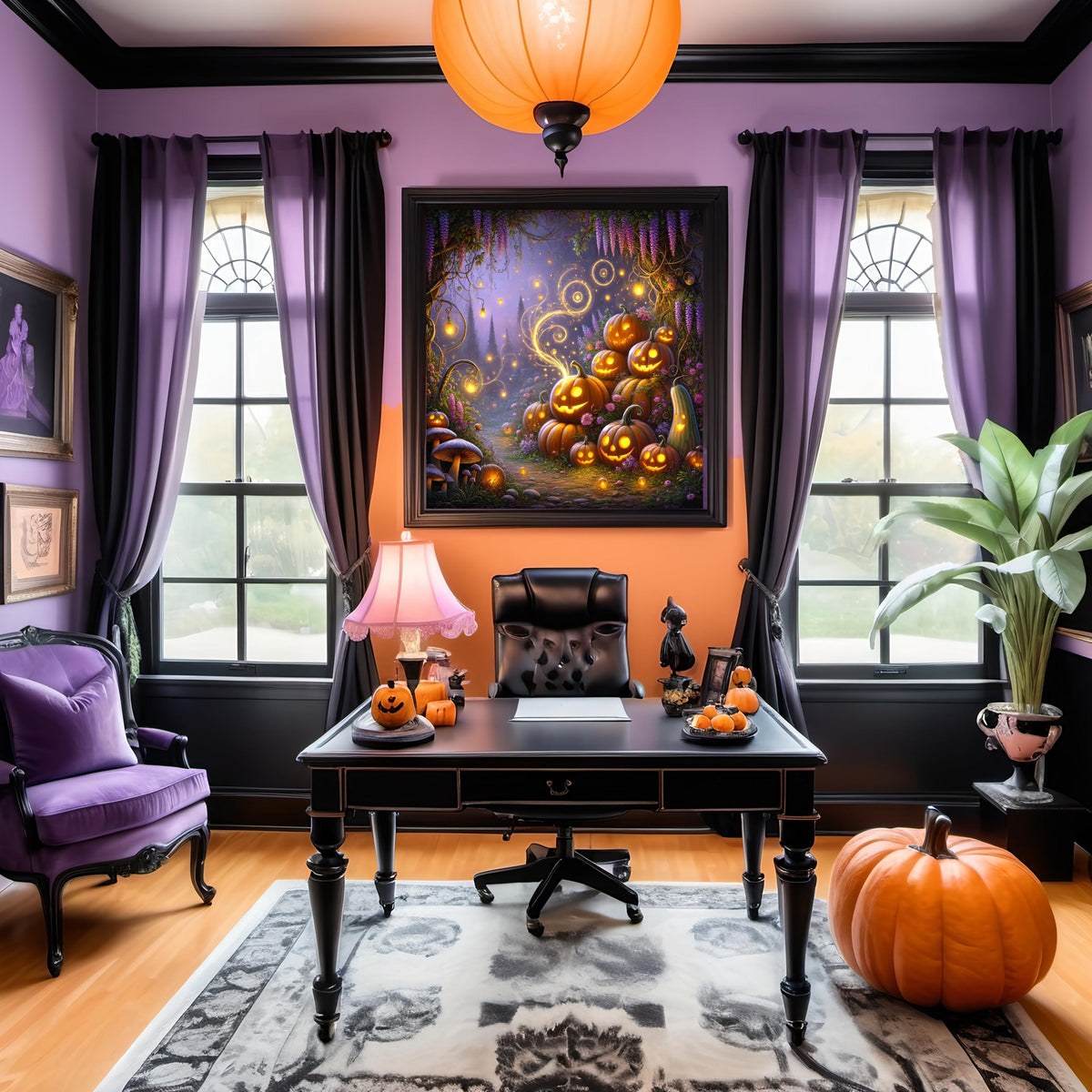 Magical Jackolantern Path: Whimsical Pumpkin Garden Digital Print (PNG)