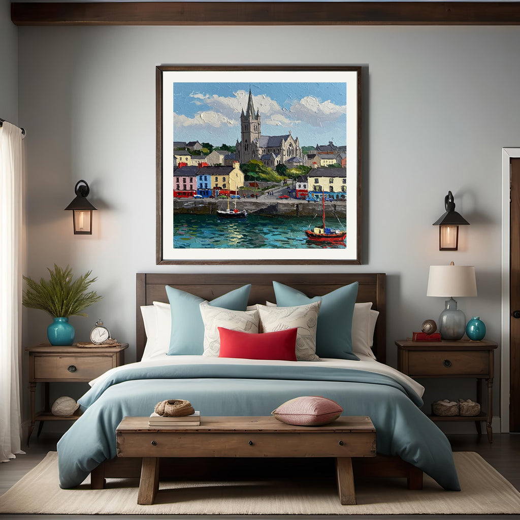 Impressionist Coastal Village Print: Colorful Harbor Scene (Digital Download