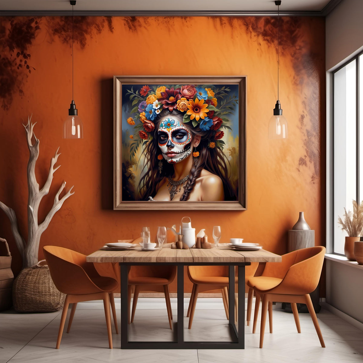 Sugar Skull Woman Art: Día de los Muertos Floral Print (Digital Download)