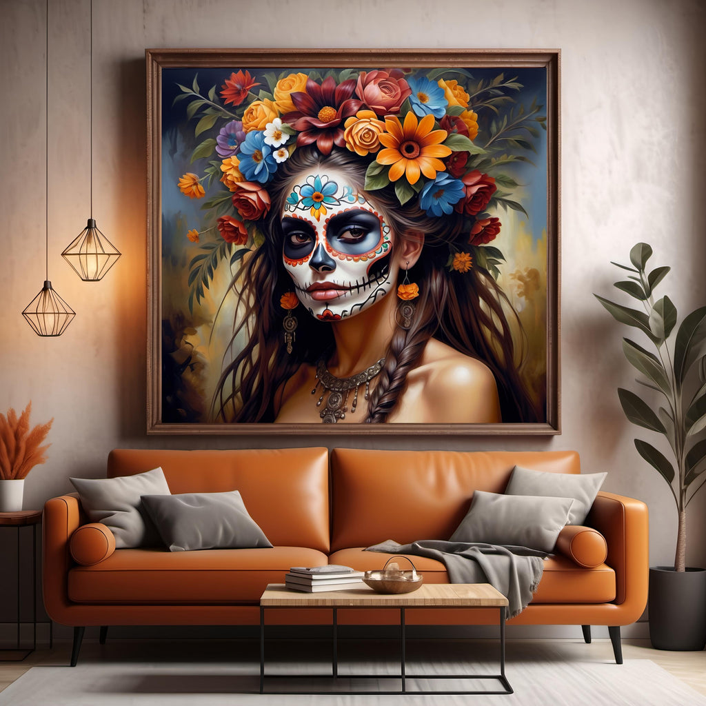 Sugar Skull Woman Art: Día de los Muertos Floral Print (Digital Download)