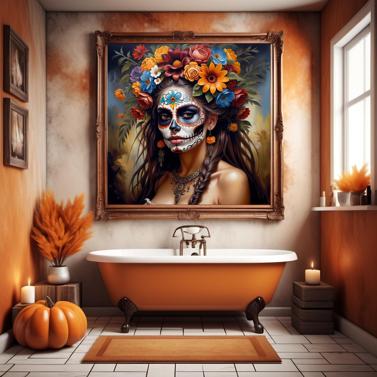 Sugar Skull Woman Art: Día de los Muertos Floral Print (Digital Download)