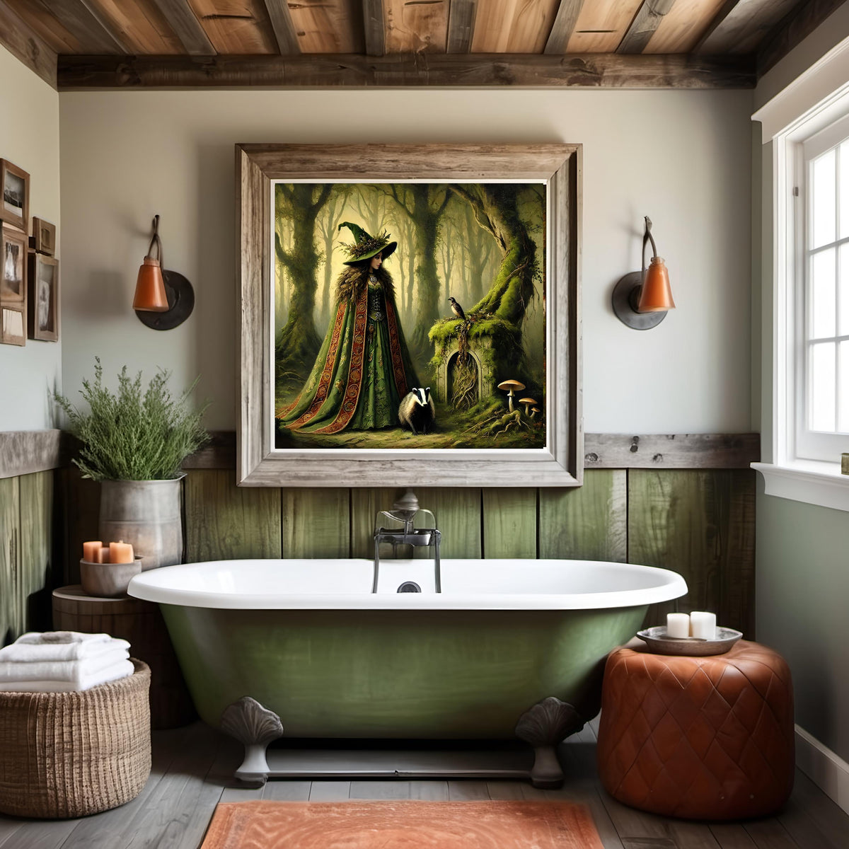 Woodland Witch Gothic Art Print: Mystical Earth Element Fantasy (Digital Download)